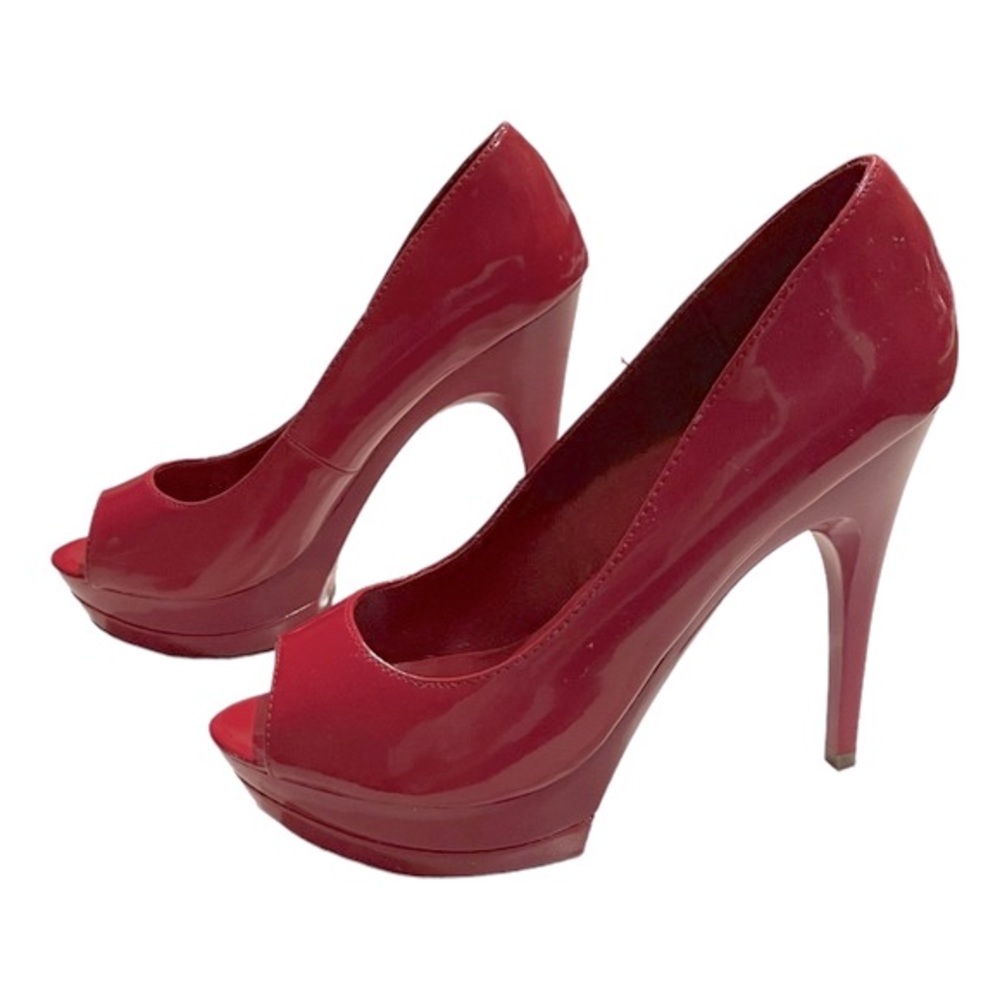 Diva Red Platform Open Toe Stiletto Heel Pump Sz 8.5